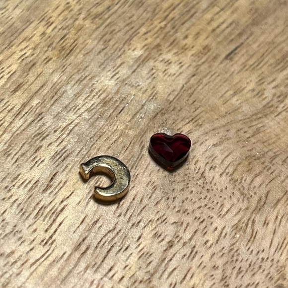 Origami Owl Gold Initial Letter Crystal “C” Charm & Red Crystal Heart Charm - Picture 6 of 9